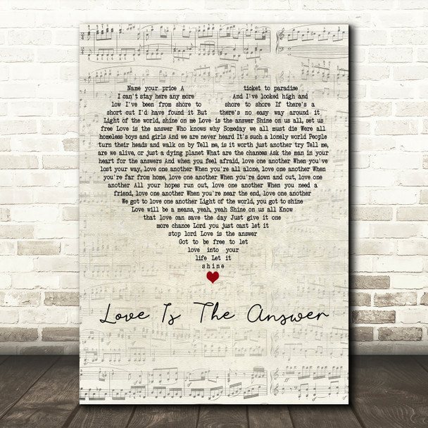 Todd Rundgren Love Is The Answer Script Heart Decorative Wall Art Gift Song Lyric Print