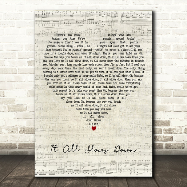 Aubrey Peeples It All Slows Down Script Heart Decorative Wall Art Gift Song Lyric Print