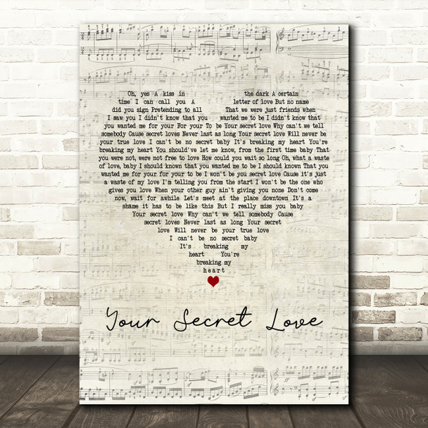 Luther Vandross Your Secret Love Script Heart Decorative Wall Art Gift Song Lyric Print