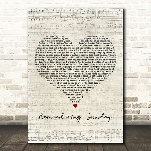 All Time Low Remembering Sunday Script Heart Decorative Wall Art Gift Song Lyric Print