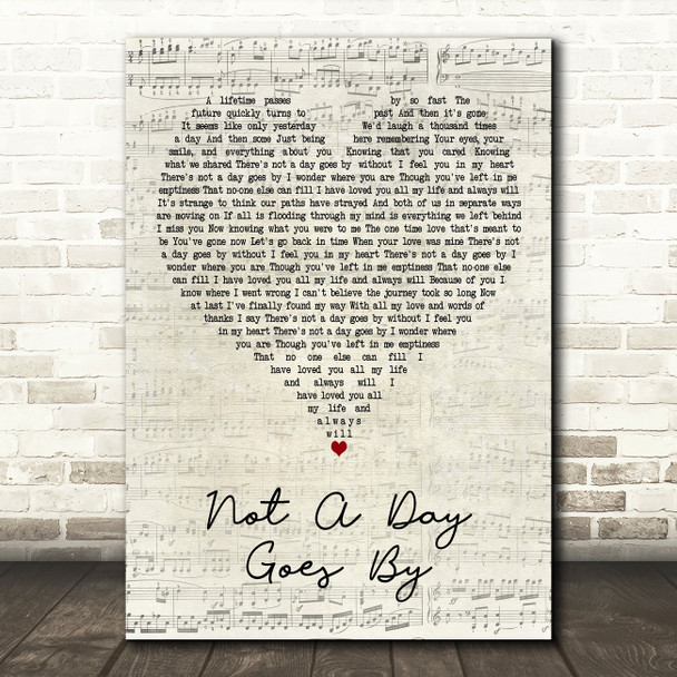 Jane McDonald Not A Day Goes By Script Heart Decorative Wall Art Gift Song Lyric Print