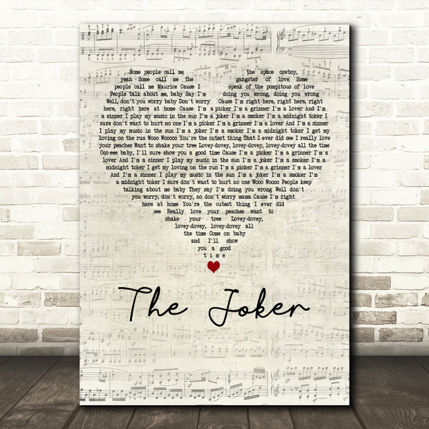 The Steve Miller Band The Joker Script Heart Decorative Wall Art Gift Song Lyric Print