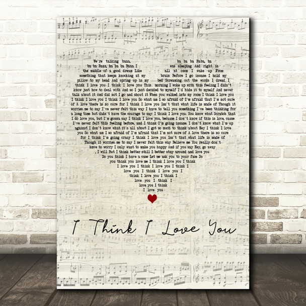 Tenacious D I Think I Love You Script Heart Decorative Wall Art Gift Song Lyric Print