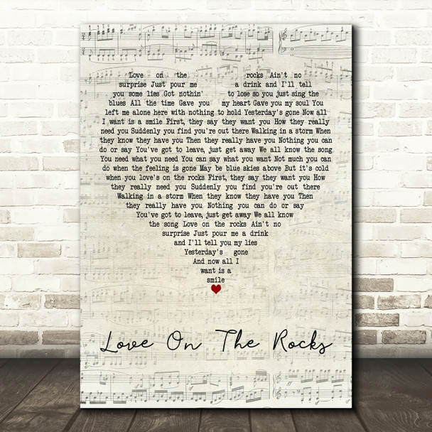 Neil Diamond Love On The Rocks Script Heart Decorative Wall Art Gift Song Lyric Print