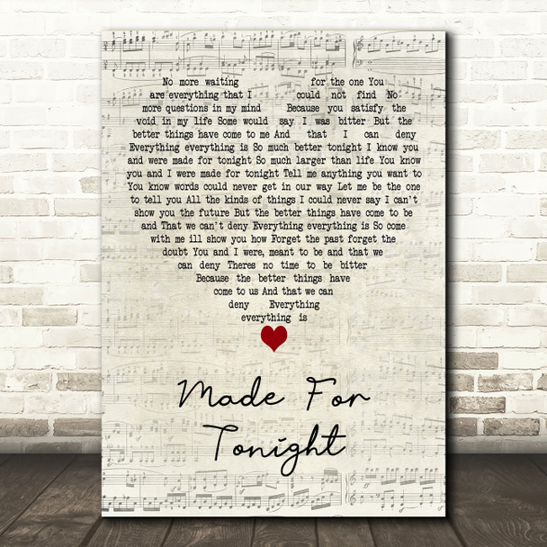 Richie Kotzen Made For Tonight Script Heart Decorative Wall Art Gift Song Lyric Print