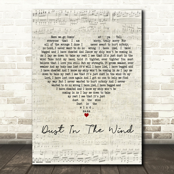 Todd Rundgren Dust In The Wind Script Heart Decorative Wall Art Gift Song Lyric Print