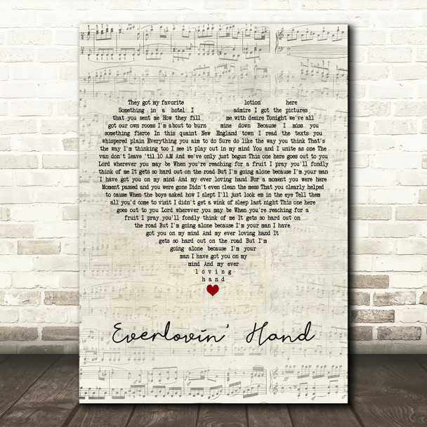 Tyler Childers Everlovin' Hand Script Heart Decorative Wall Art Gift Song Lyric Print