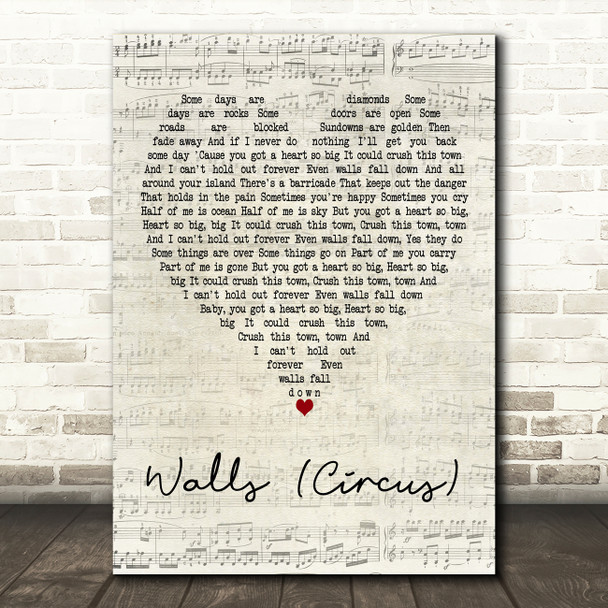 Tom Petty and the Heartbreakers Walls (Circus) Script Heart Wall Art Song Lyric Print