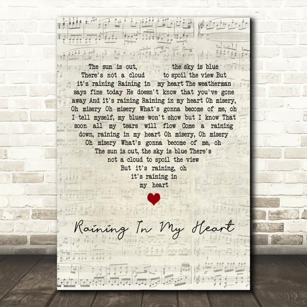 Leo Sayer Raining In My Heart Script Heart Decorative Wall Art Gift Song Lyric Print