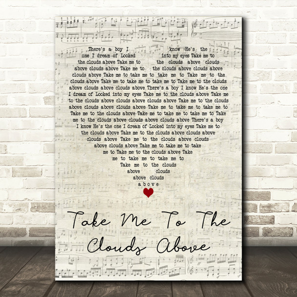 LMC vs. U2 Take Me to the Clouds Above Script Heart Decorative Gift Song Lyric Print