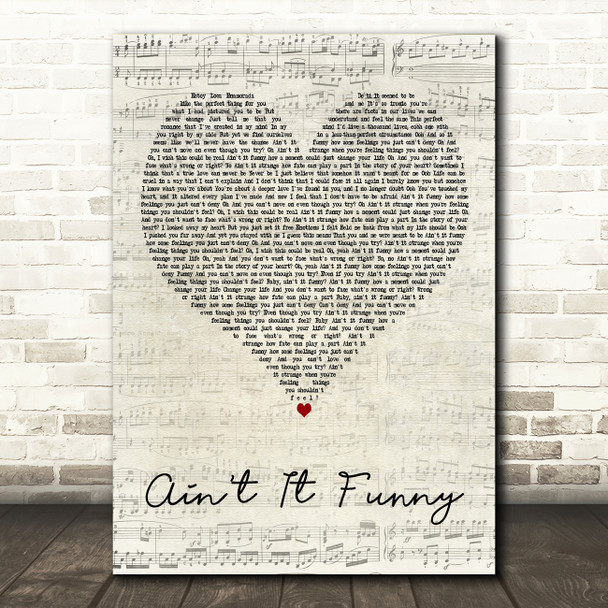 Jennifer Lopez Aint It Funny Script Heart Decorative Wall Art Gift Song Lyric Print