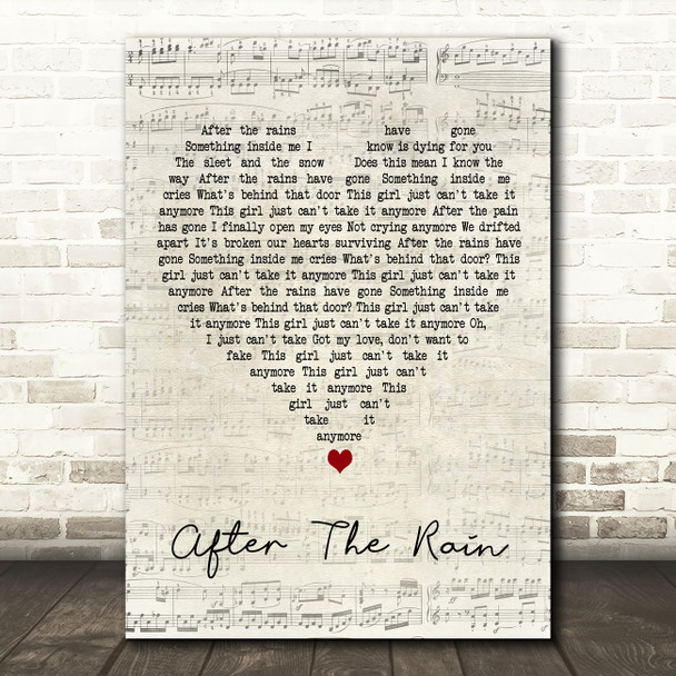 Shirley Bassey After The Rain Script Heart Decorative Wall Art Gift Song Lyric Print