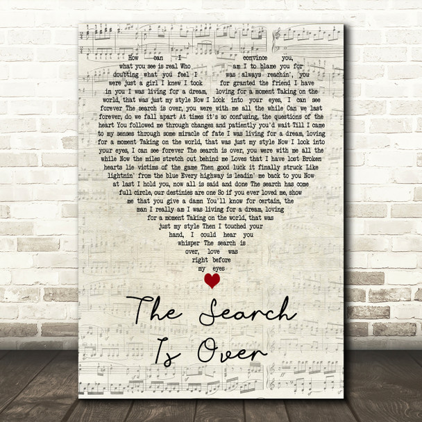 Survivor The Search Is Over Script Heart Decorative Wall Art Gift Song Lyric Print