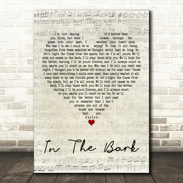 The Natterjacks In The Bark Script Heart Decorative Wall Art Gift Song Lyric Print