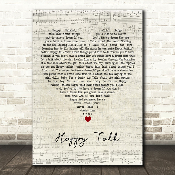 Captain Sensible Happy Talk Script Heart Decorative Wall Art Gift Song Lyric Print