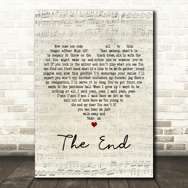 My Chemical Romance The End Script Heart Decorative Wall Art Gift Song Lyric Print