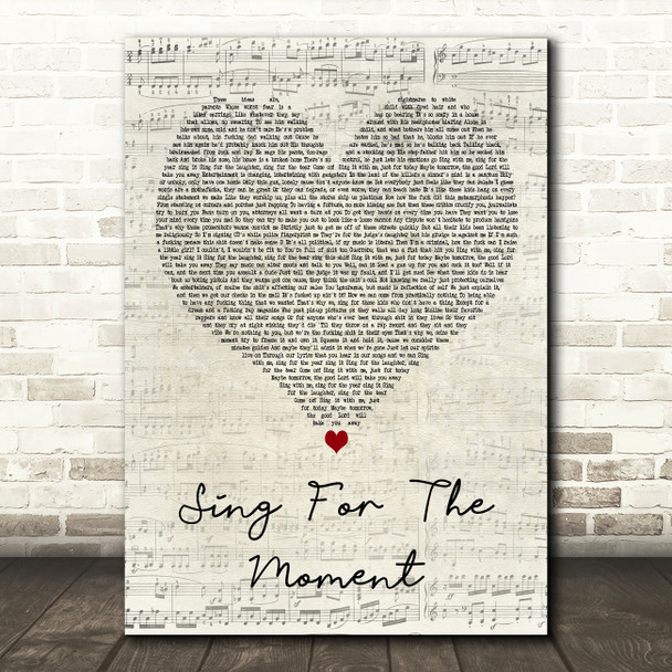 Eminem Sing For The Moment Script Heart Decorative Wall Art Gift Song Lyric Print