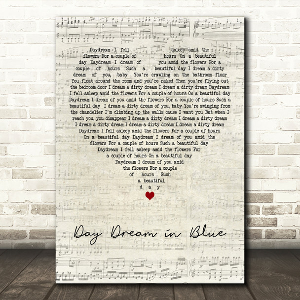 I Monster Daydream in Blue Script Heart Decorative Wall Art Gift Song Lyric Print