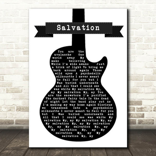 Gabrielle Aplin Salvation Black & White Guitar Song Lyric Quote Print