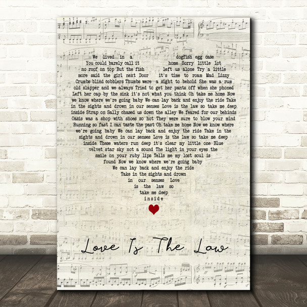 Seahorses Love Is The Law Script Heart Decorative Wall Art Gift Song Lyric Print