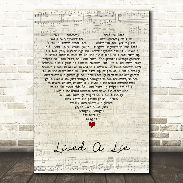 You Me At Six Lived A Lie Script Heart Decorative Wall Art Gift Song Lyric Print