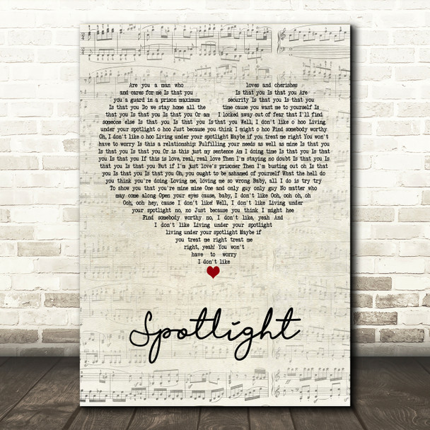 Jennifer Hudson Spotlight Script Heart Decorative Wall Art Gift Song Lyric Print