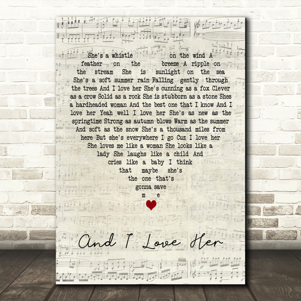 Passenger And I Love Her Script Heart Decorative Wall Art Gift Song Lyric Print