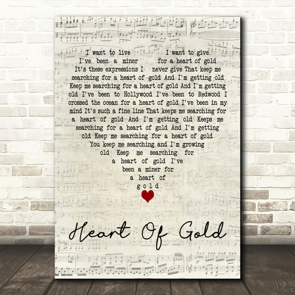 Neil Young Heart Of Gold Script Heart Decorative Wall Art Gift Song Lyric Print