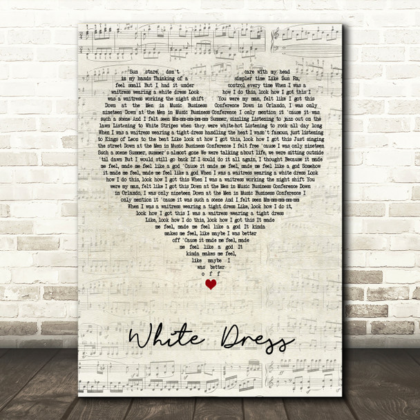 Lana Del Rey White Dress Script Heart Decorative Wall Art Gift Song Lyric Print