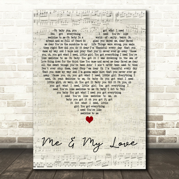 David Kitt Me & My Love Script Heart Decorative Wall Art Gift Song Lyric Print