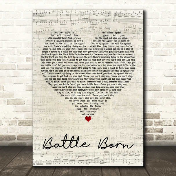 The Killers Battle Born Script Heart Decorative Wall Art Gift Song Lyric Print