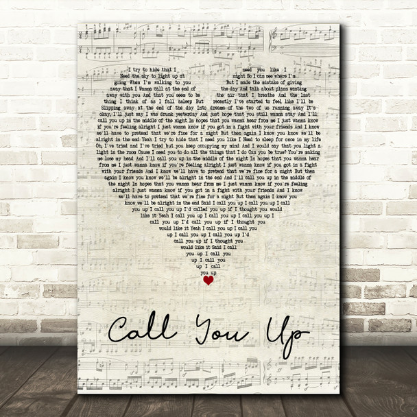 Viola Beach Call You Up Script Heart Decorative Wall Art Gift Song Lyric Print