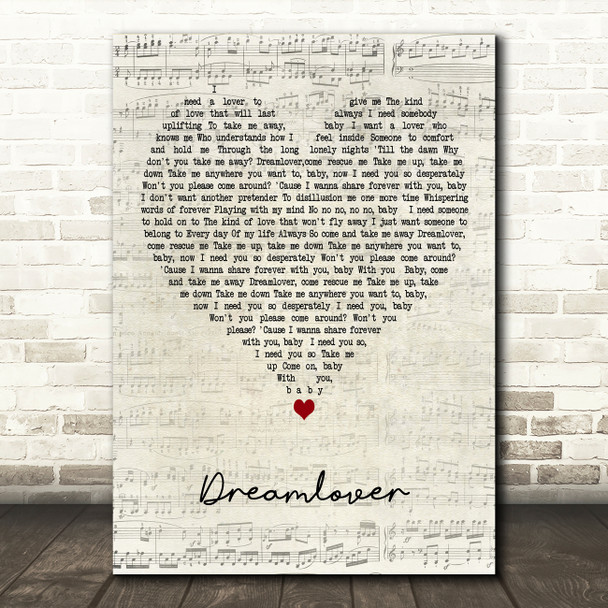 Mariah Carey Dreamlover Script Heart Decorative Wall Art Gift Song Lyric Print