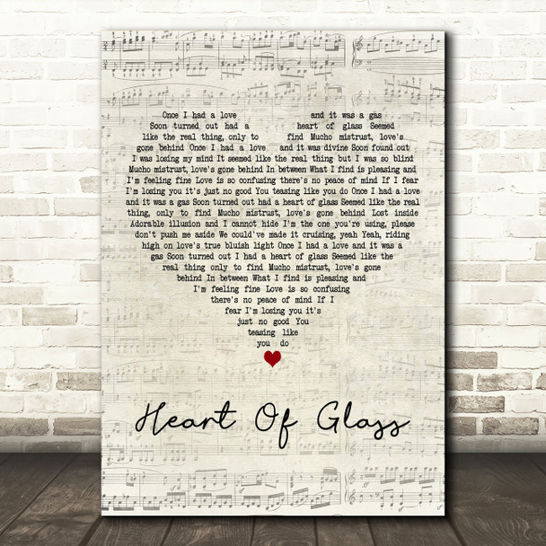 Blondie Heart Of Glass Script Heart Decorative Wall Art Gift Song Lyric Print