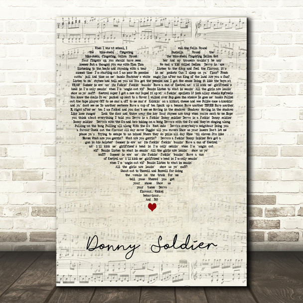 MC Devvo Donny Soldier Script Heart Decorative Wall Art Gift Song Lyric Print