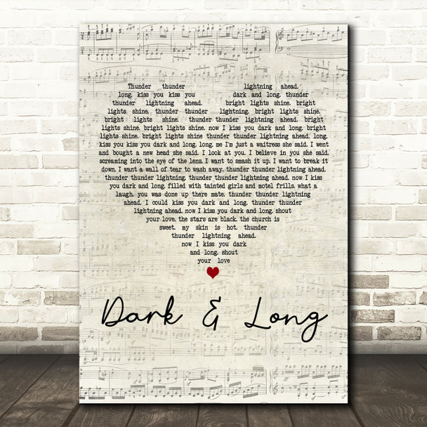 Underworld Dark & Long Script Heart Decorative Wall Art Gift Song Lyric Print