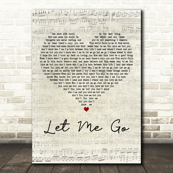 3 Doors Down Let Me Go Script Heart Decorative Wall Art Gift Song Lyric Print