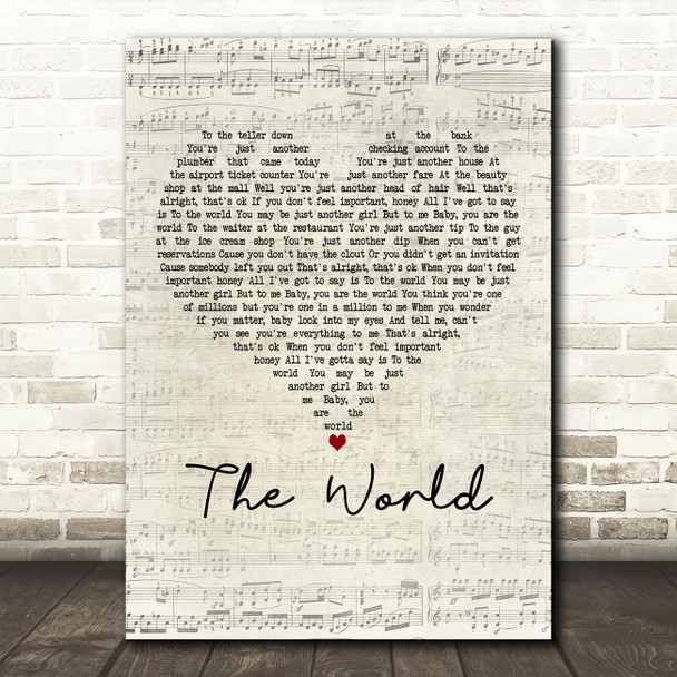 Brad Paisley The World Script Heart Decorative Wall Art Gift Song Lyric Print