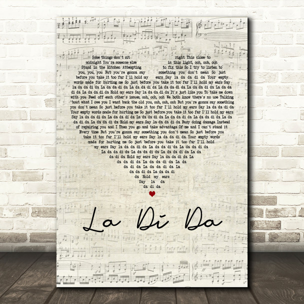 Lennon Stella La Di Da Script Heart Decorative Wall Art Gift Song Lyric Print