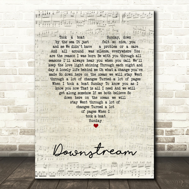 Supertramp Downstream Script Heart Decorative Wall Art Gift Song Lyric Print
