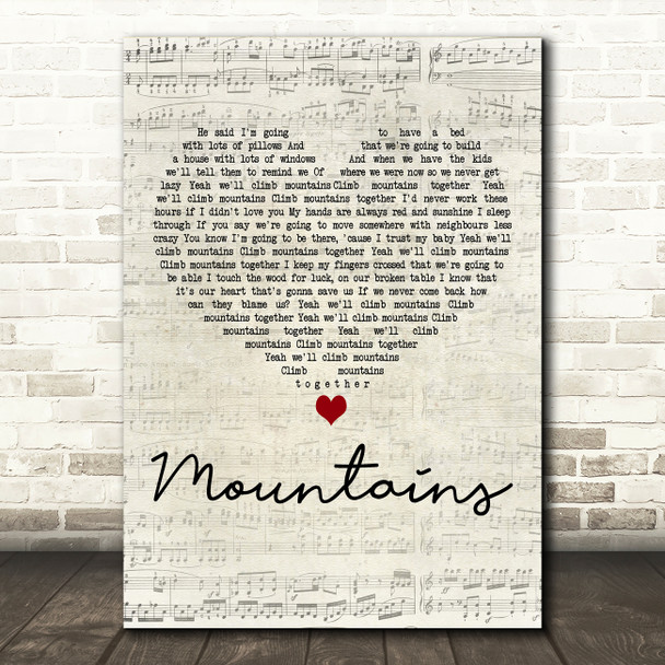 Emeli Sandé Mountains Script Heart Decorative Wall Art Gift Song Lyric Print