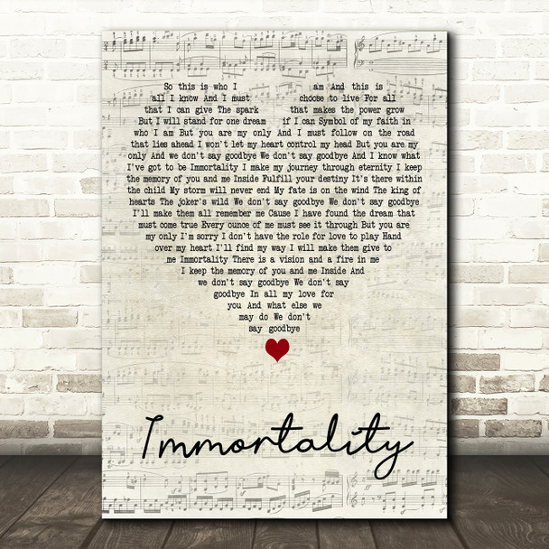 Bee Gees Immortality Script Heart Decorative Wall Art Gift Song Lyric Print