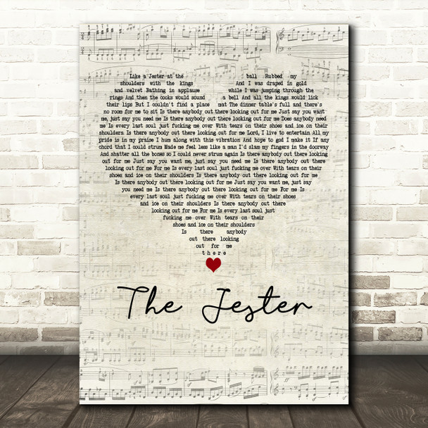 Badflower The Jester Script Heart Decorative Wall Art Gift Song Lyric Print