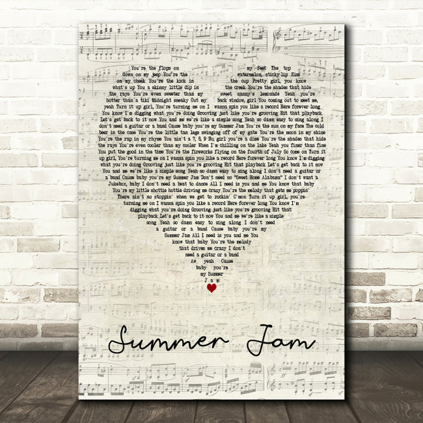 Jake Owen Summer Jam Script Heart Decorative Wall Art Gift Song Lyric Print