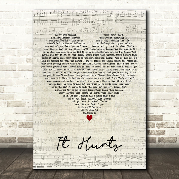 Tom Grennan It Hurts Script Heart Decorative Wall Art Gift Song Lyric Print