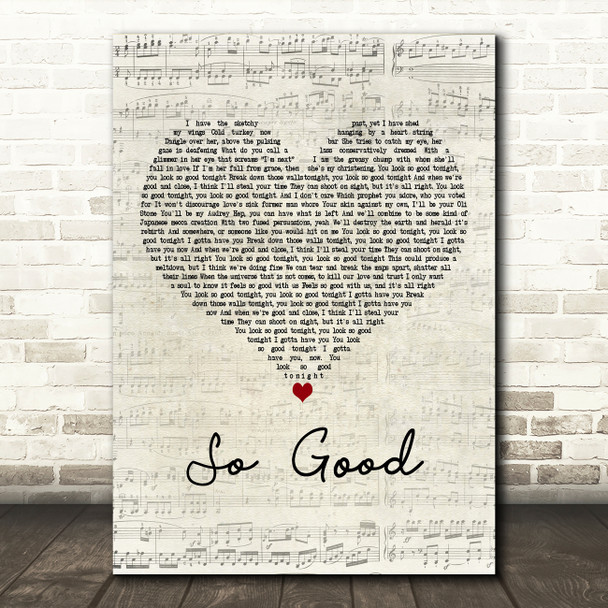 Say Anything So Good Script Heart Decorative Wall Art Gift Song Lyric Print