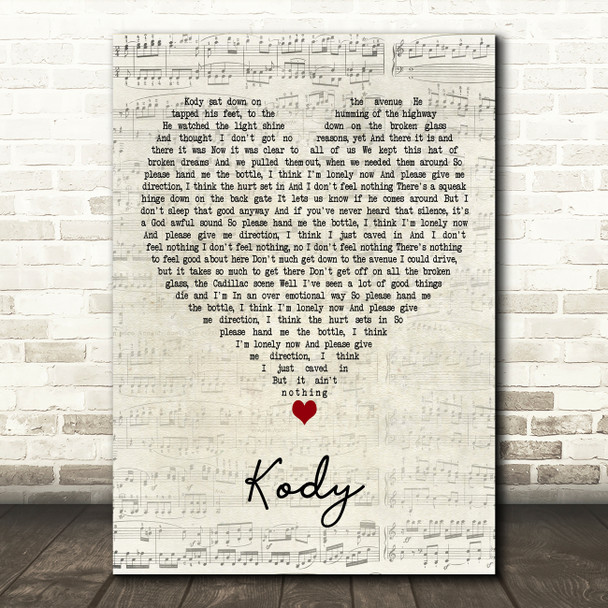 Matchbox Twenty Kody Script Heart Decorative Wall Art Gift Song Lyric Print