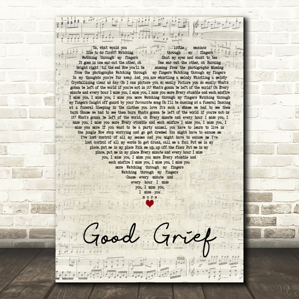 Bastille Good Grief Script Heart Decorative Wall Art Gift Song Lyric Print
