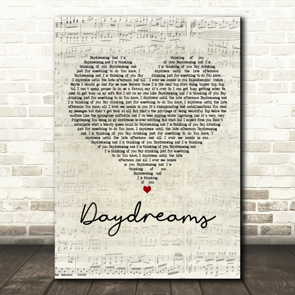 Easy Life Daydreams Script Heart Decorative Wall Art Gift Song Lyric Print