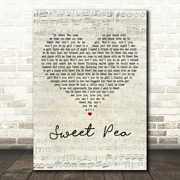 Tommy Roe Sweet Pea Script Heart Decorative Wall Art Gift Song Lyric Print